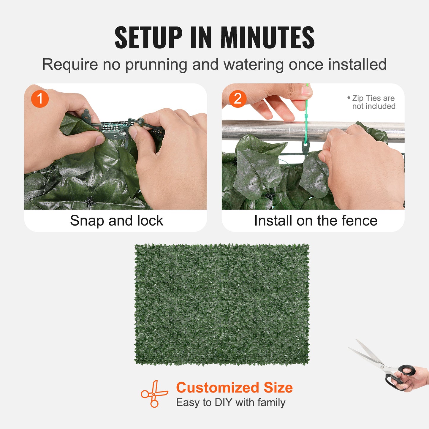 VEVOR Ivy Privacy Fence – 96x72" Artificial Greenery Wall Panel with Mesh Backing for Outdoor Decor