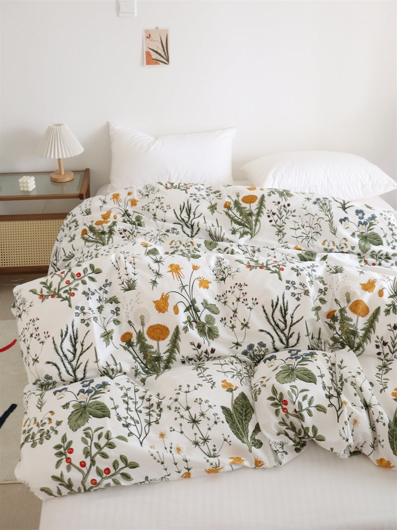 Dandelion Floral 100% Cotton Bed Sheet/Duvet Set – Soft & Breathable Bedding