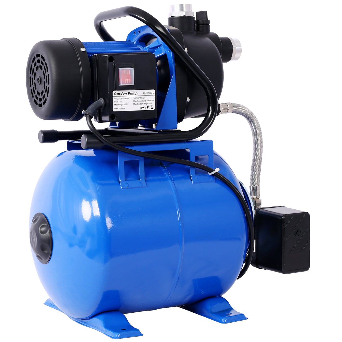 1.6HP Shallow Well Pump with Pressure Tank – Automatic Water Booster Pump for Home & Garden Irrigation
