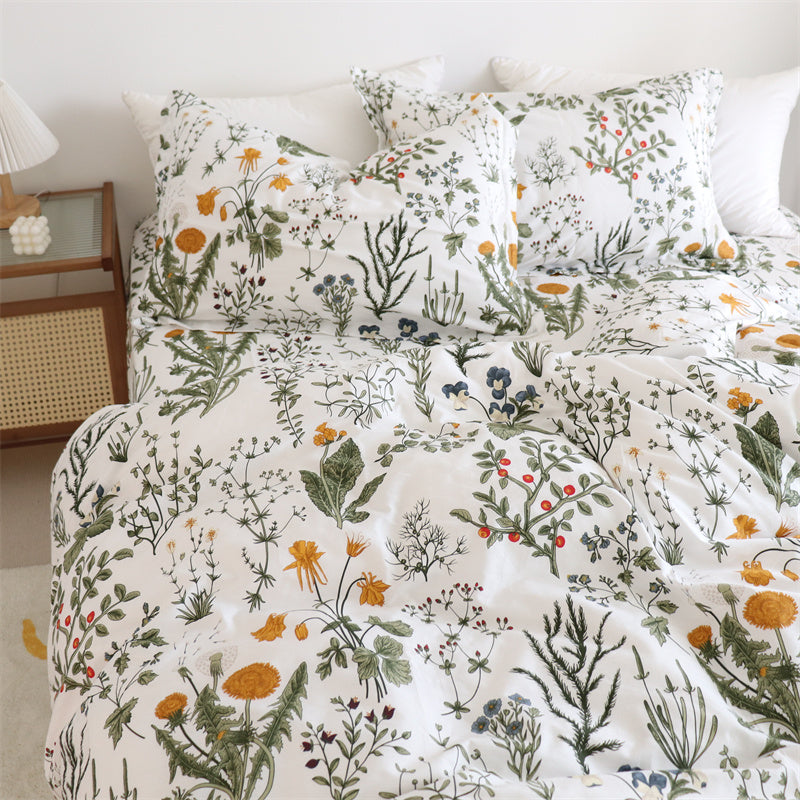 Dandelion Floral 100% Cotton Bed Sheet/Duvet Set – Soft & Breathable Bedding