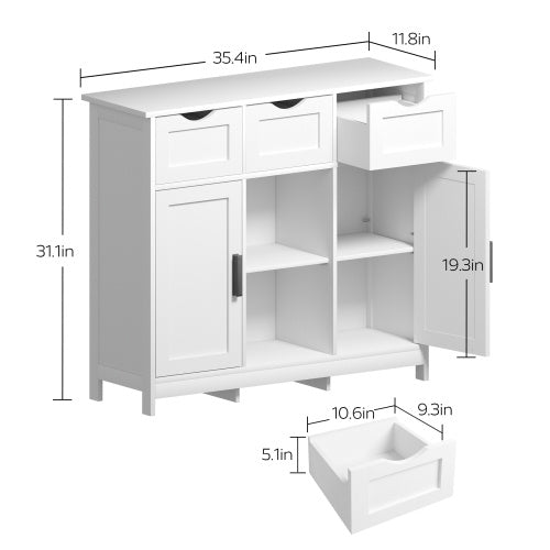 Wooden Storage Cabinet with Drawers & Shelves – Versatile Accent Cabinet for Bedroom, Living Room & Bathroom