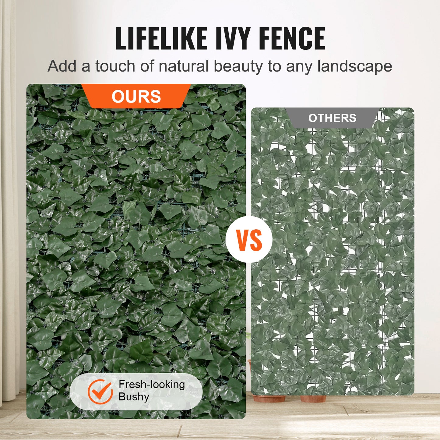 VEVOR Ivy Privacy Fence – 96x72" Artificial Greenery Wall Panel with Mesh Backing for Outdoor Decor