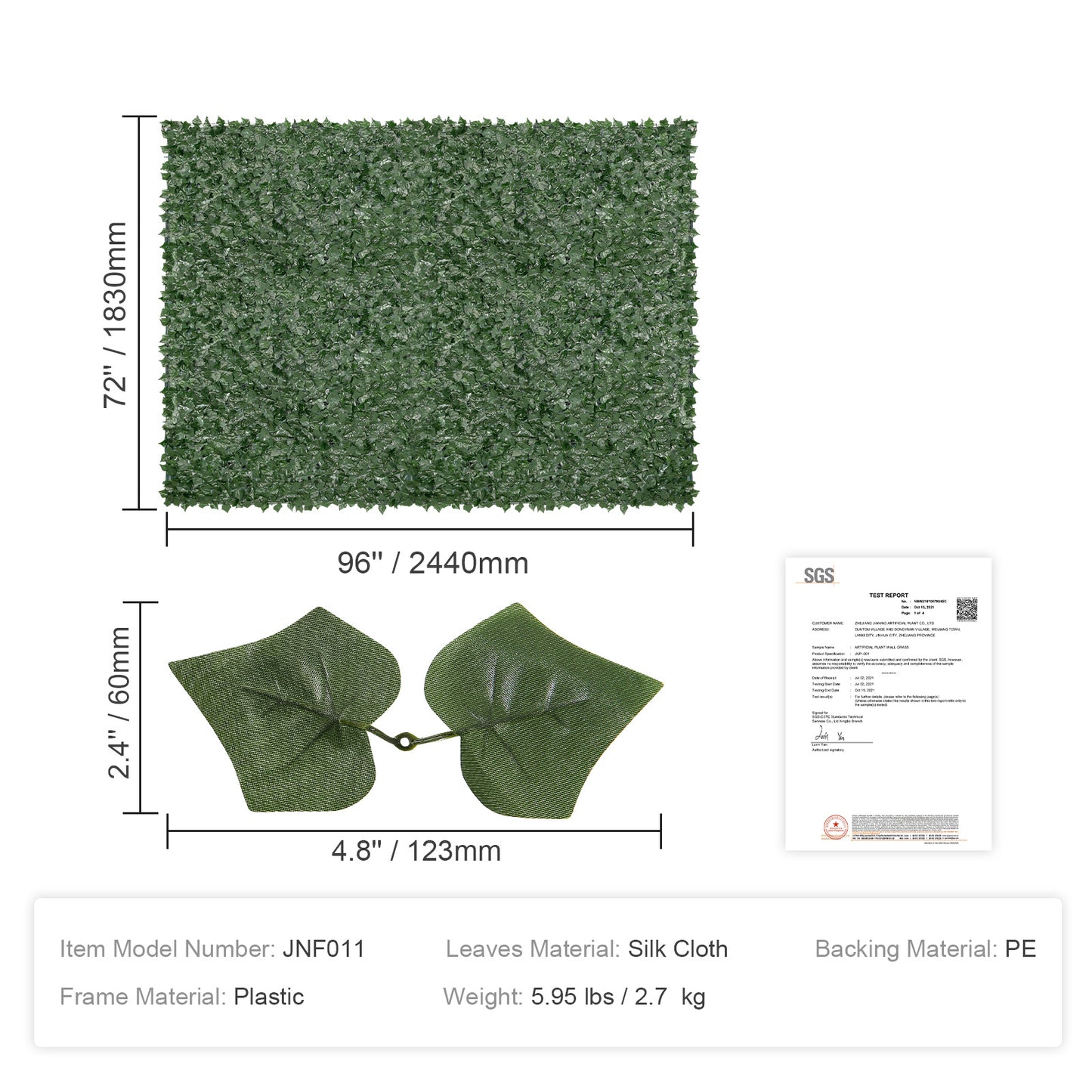 VEVOR Ivy Privacy Fence – 96x72" Artificial Greenery Wall Panel with Mesh Backing for Outdoor Decor