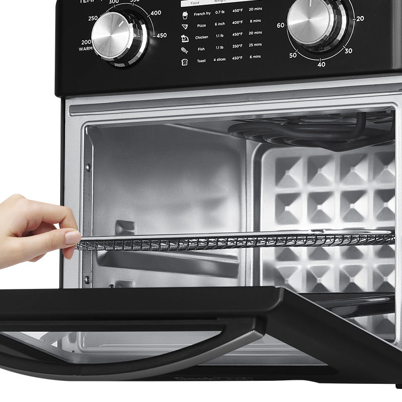 Geek Chef 10QT Air Fryer Toaster Oven – Oil-Free, 4-Slice Countertop Oven with Bake, Broil, Toast, Warm, and Air Fry Functions – Black Stainless Steel