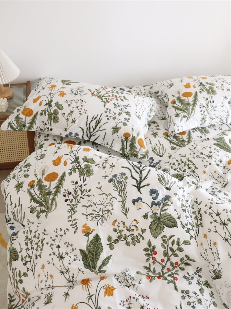 Dandelion Floral 100% Cotton Bed Sheet/Duvet Set – Soft & Breathable Bedding