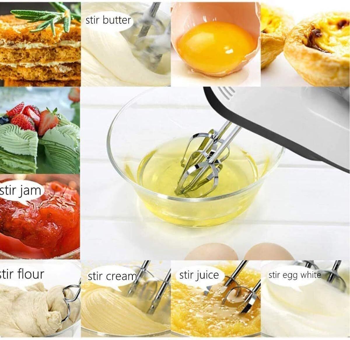 7-Speed Electric Handheld Mixer – Food Blender & Whisk for Eggs, Cakes & More