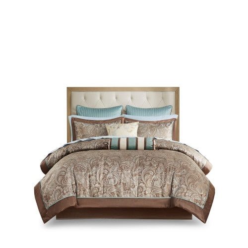 12-Piece Black Queen Comforter Set with Cotton Bed Sheets – Complete Bedding Ensemble