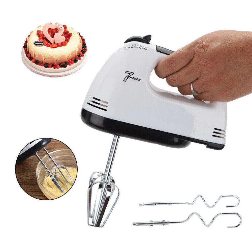 7-Speed Electric Handheld Mixer – Food Blender & Whisk for Eggs, Cakes & More